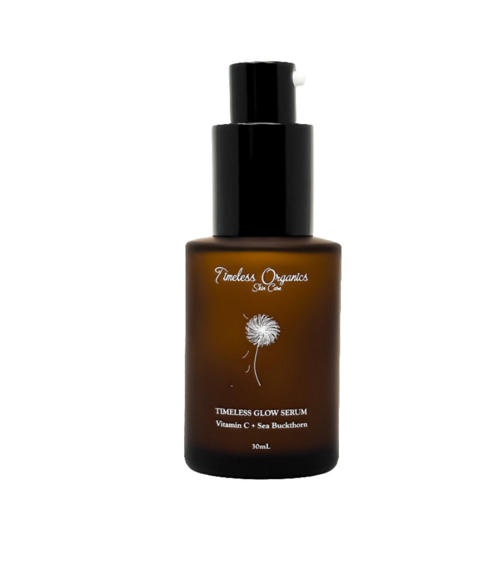 Brown serum bottle with black cap on a white background